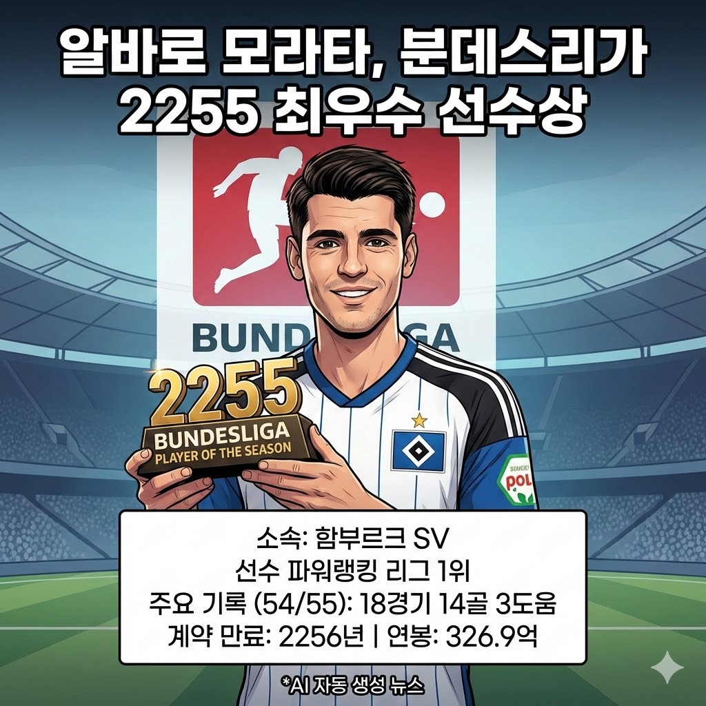 [모라타, 2255 분데스리가 MVP 등극! 무득점에도 영광